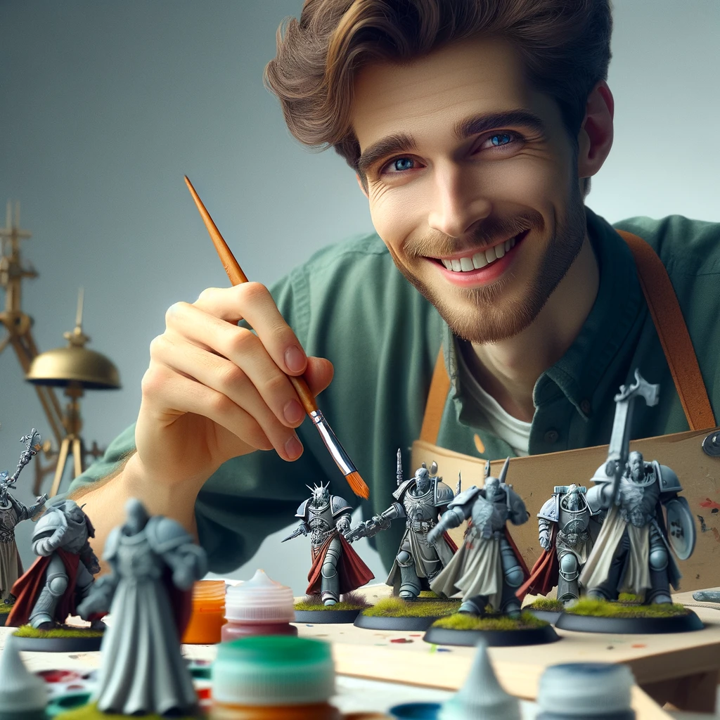 Image showing an artist who is painting tabletop miniatures.
